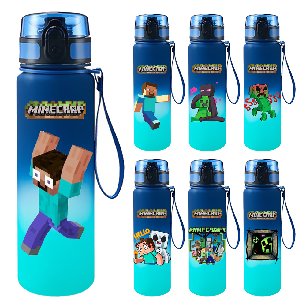 650ML Game Pixel Style Sports Water Bottle Leak Proof Colorful Plastic Cup Drinking Outdoor Travel Gym Fitness Jugs