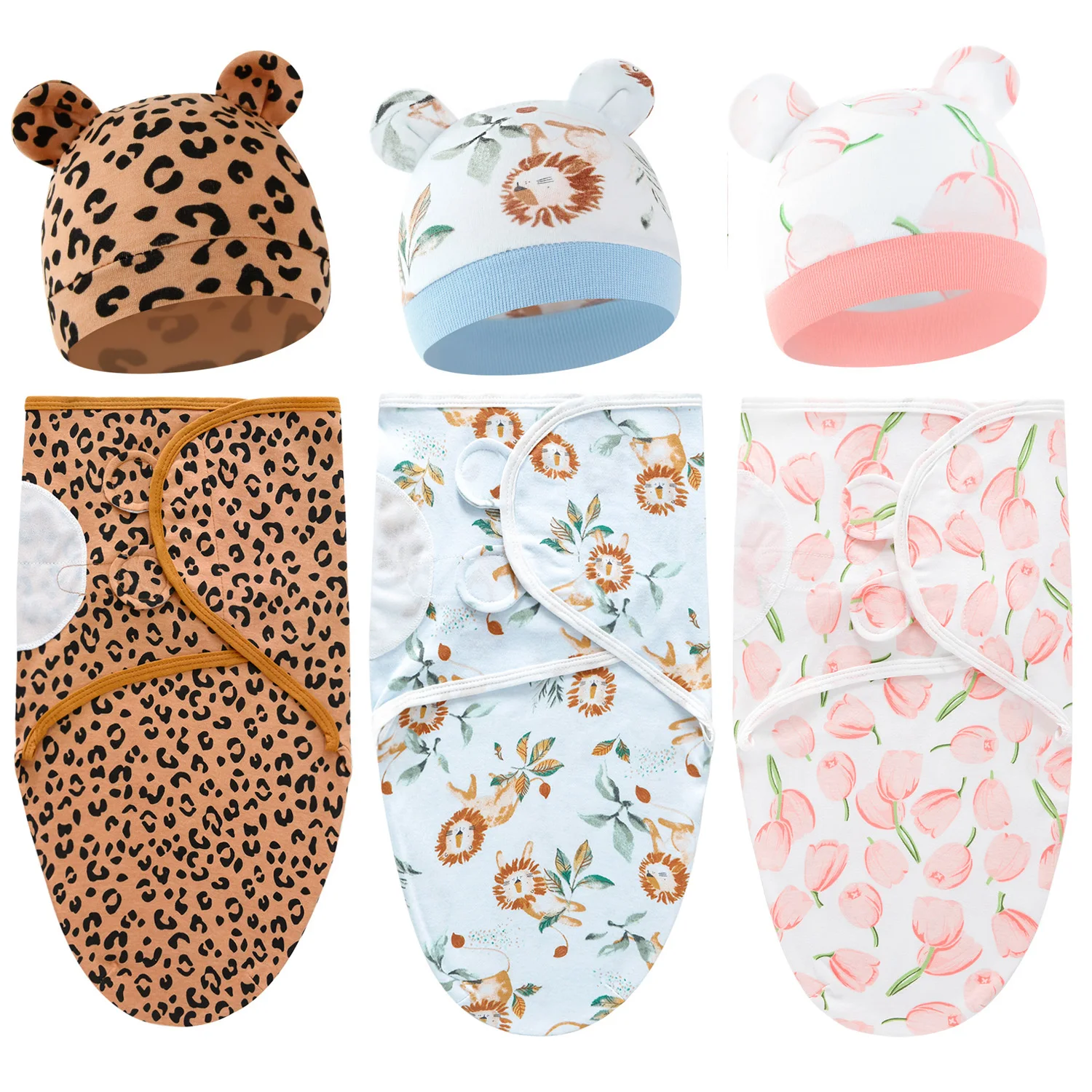 0-6M Baby Blanket Hat Set Cotton Newborn Swaddle Waddle Wrap Infant Sleeping Bag Bedding Receiving Blankets Baby Accessories