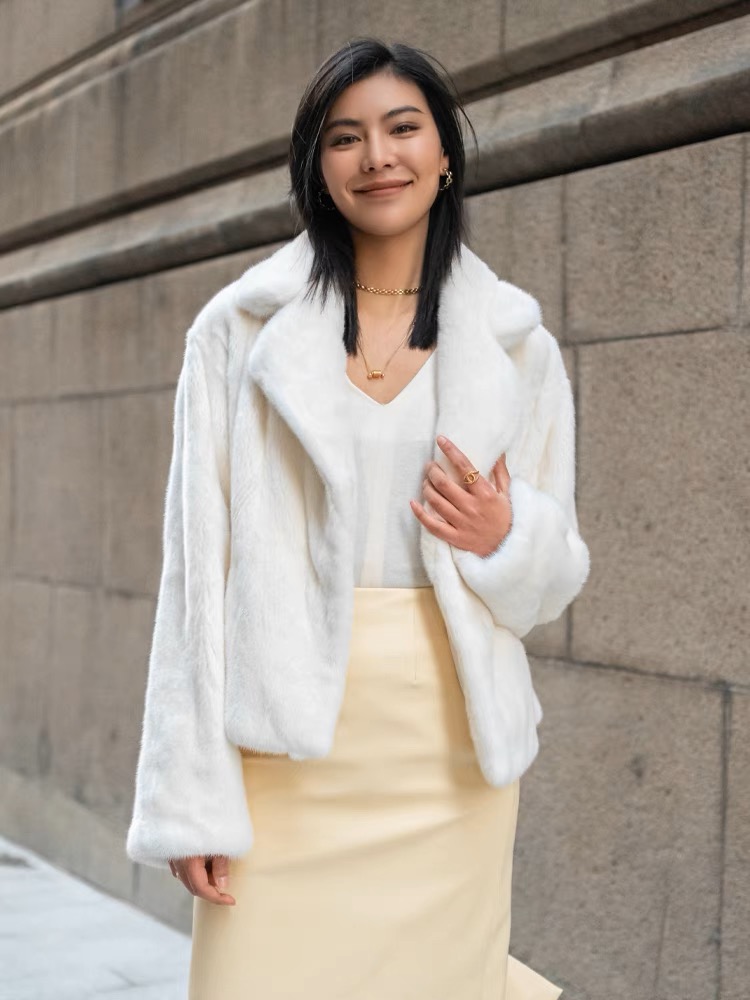 レディース本物ミンクファージャケット、100%本物ミンクファージャケット、冬の暖かさ、ファッション、ヨーロッパのストリートスタイル