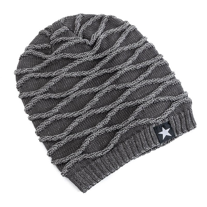 Neue Unisex Slouchy Winter Hüte Hinzufügen Pelz Gefüttert Männer Und Frauen Warme Beanie Cap Casual fünfzackigen Stern Dekor Winter gestrickte Hüte
