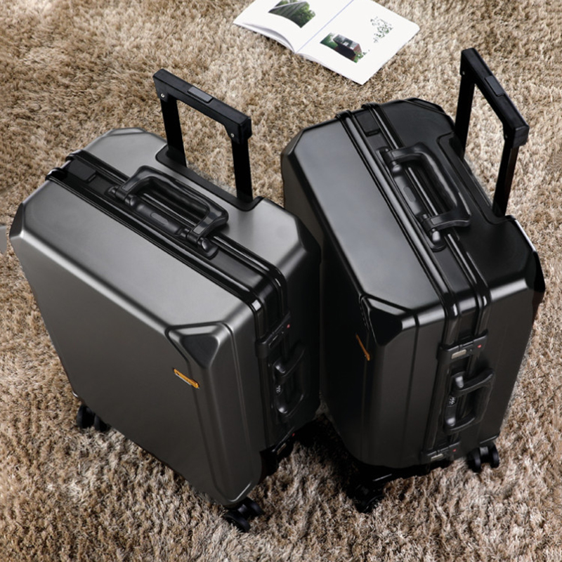 ファッションローリング荷物アルミフレーム USB 充電トロリースーツケース 20/24/26/28 インチ学生パスワード旅行荷物
