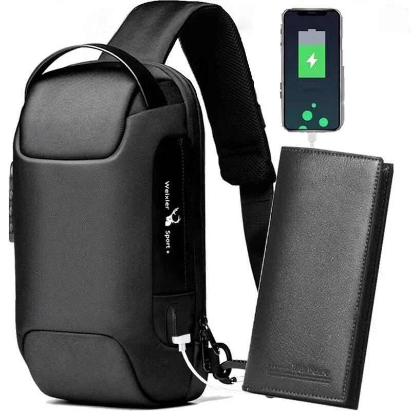 Multifunktions Anti-diebstahl männer Wasserdichte USB Oxford Umhängetasche Schulter Sling Tasche Kurze Reise Messenger Brust Pack für männer