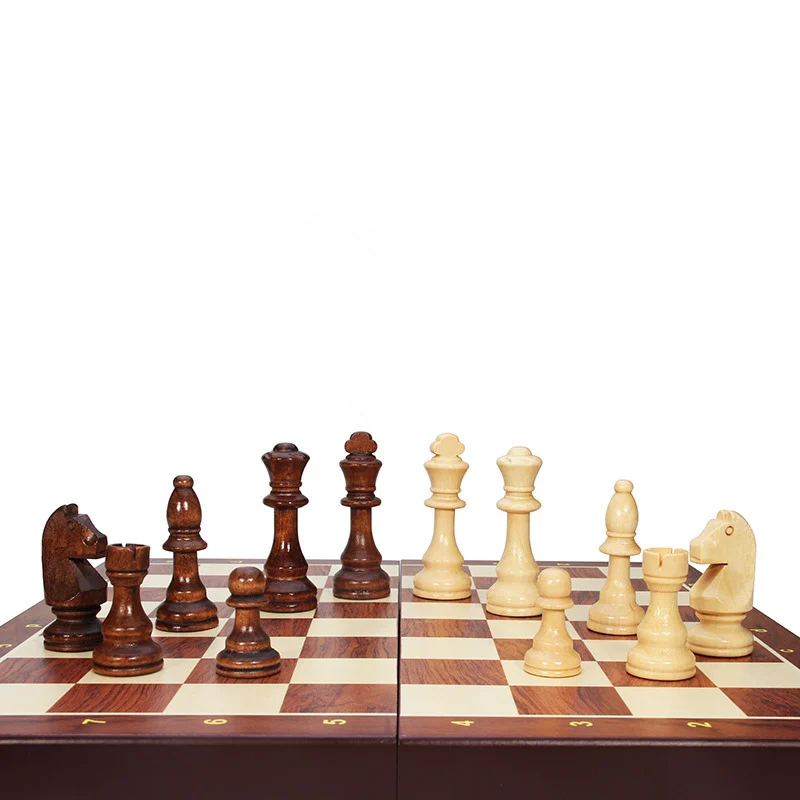 Jogo de tabuleiro de alta qualidade conjunto de peças de xadrez de madeira maciça dobrável de madeira com mais de 2 após o entretenimento do jogo