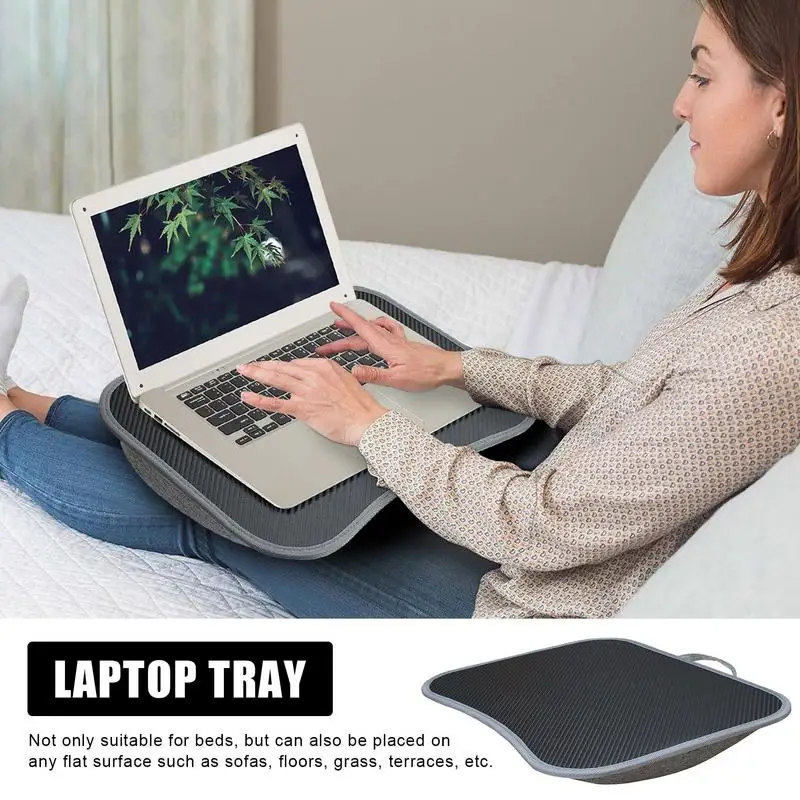 Mesa multifuncional para laptop, almofada e enchimento de partículas de espuma, pequena mesa de travesseiro, mouse pad rígido