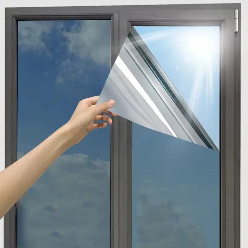 ฟิล์มติดกระจก ไวนิลความเป็นส่วนตัว หน้าต่างกระจก One Way Daytime Privacy Static Cling Blocking ไวนิลกาวสะท้อนแสงป้องกันรังสียูวีสําหรับรถยนต์