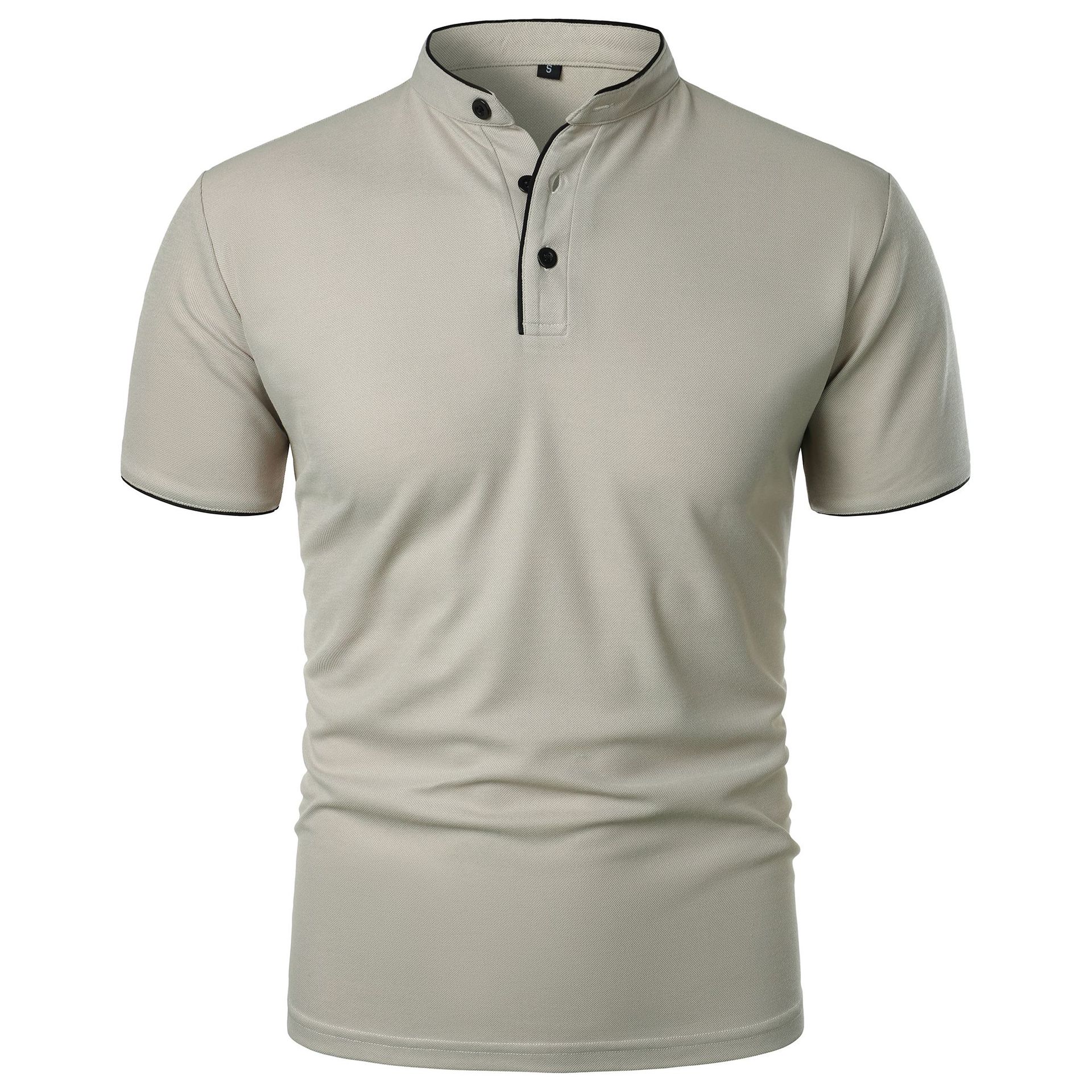 Camisetas con cuello de manga corta para hombre, Polo informal de Color sólido, Top básico holgado y transpirable a la moda, verano