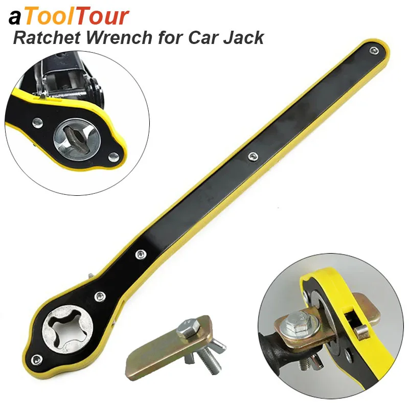 Chiave per martinetto per auto Maniglia a cricchetto Lug ruota per pneumatici AUTO Utensile manuale Chiave di sollevamento Chiave Riparazione pneumatici Manutenzione a forbice Garage Risparmia lavoro