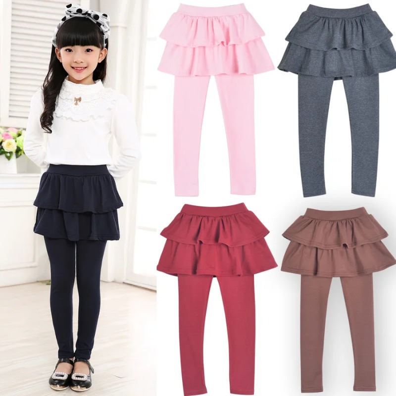 Nova chegada primavera outono meninas leggings meninas saia-calças bolo saia menina calças do bebê crianças leggings 3-11y