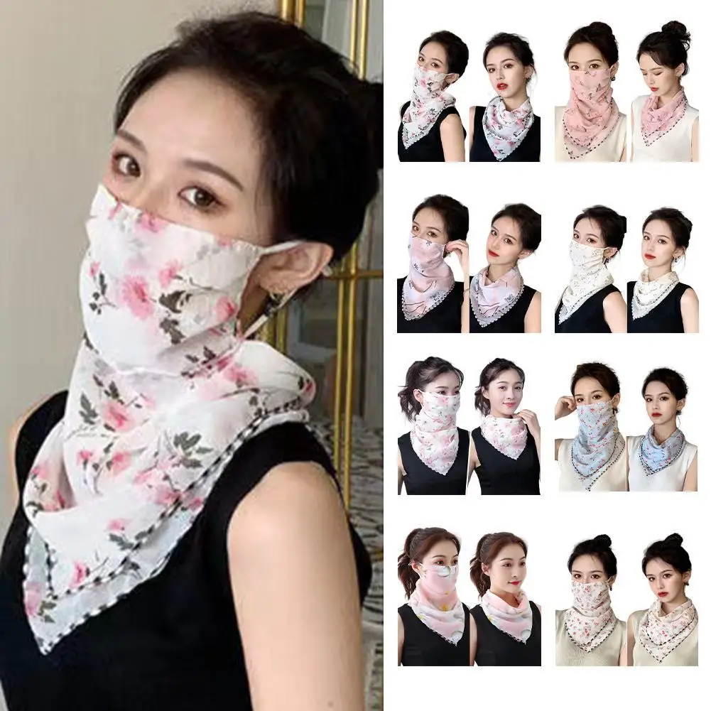 Bufanda para mujer, protección solar UV, bufanda para el cuello para senderismo, bufanda Triangular para exteriores, velo de protección solar, máscara de seda helada, cubierta para la cara