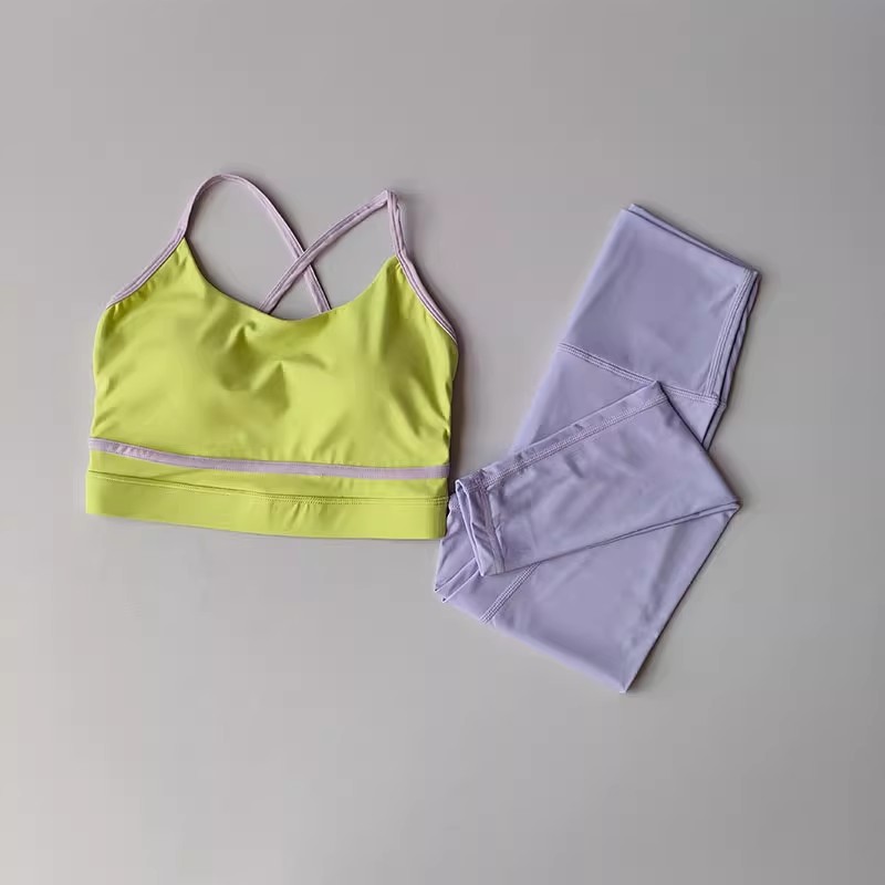 Conjunto de Yoga para mujer, conjunto de entrenamiento, mallas de Yoga de cintura alta de 2 piezas, Sujetador deportivo, traje de gimnasio, ropa deportiva, conjunto deportivo para Fitness