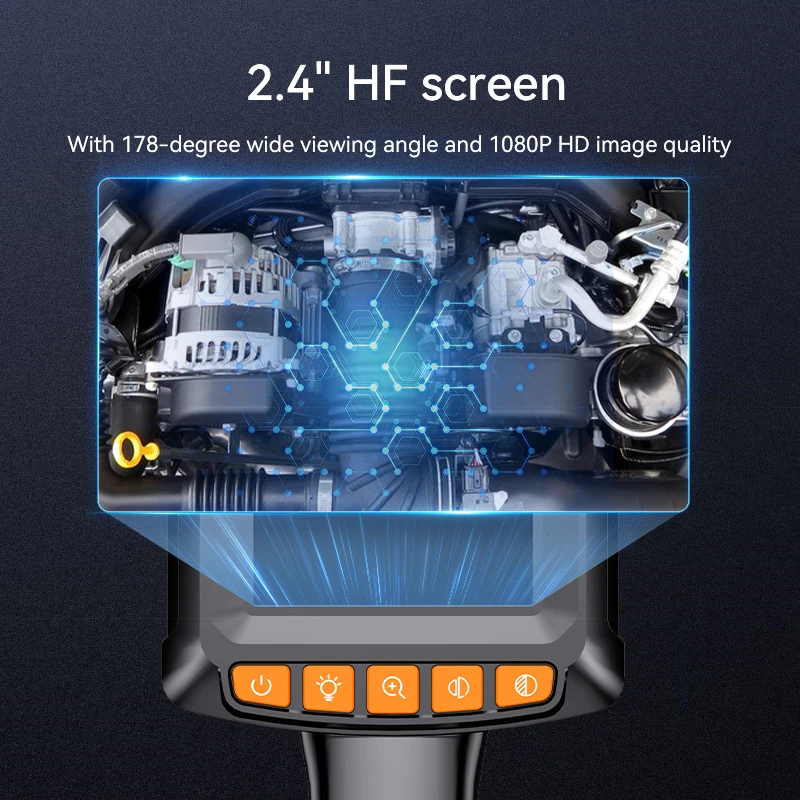กล้อง Endoscope อุตสาหกรรม 2.4 ''LCD Digital Handheld Borescope IP67 กันน้ํา HD1080P 8 มม.ท่อท่อระบายน้ํากล้อง Semi-RIGID CABLE
