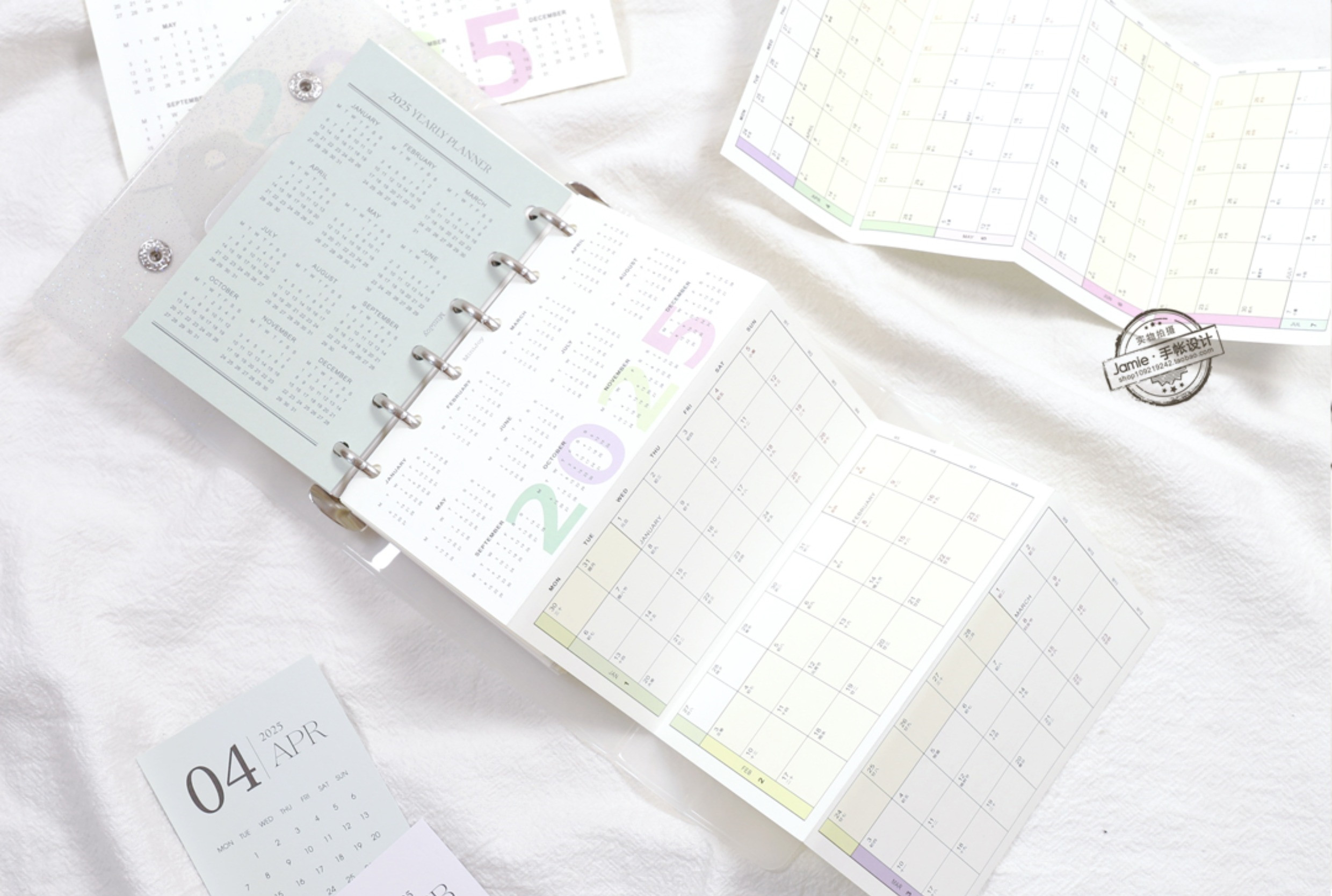 MINKYS Kawaii 2025 ปฏิทิน 12 เดือนปฏิทินกระดาษตกแต่งปฏิทินเครื่องเขียนโรงเรียน