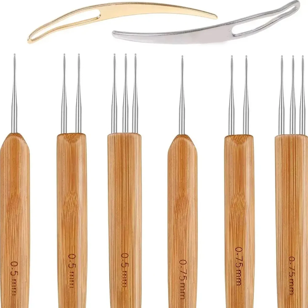 8 pezzi di strumento per uncinetto per dreadlock, strumento per parrucca all'uncinetto per tessitura ad ago per dreadlocks per capelli treccia