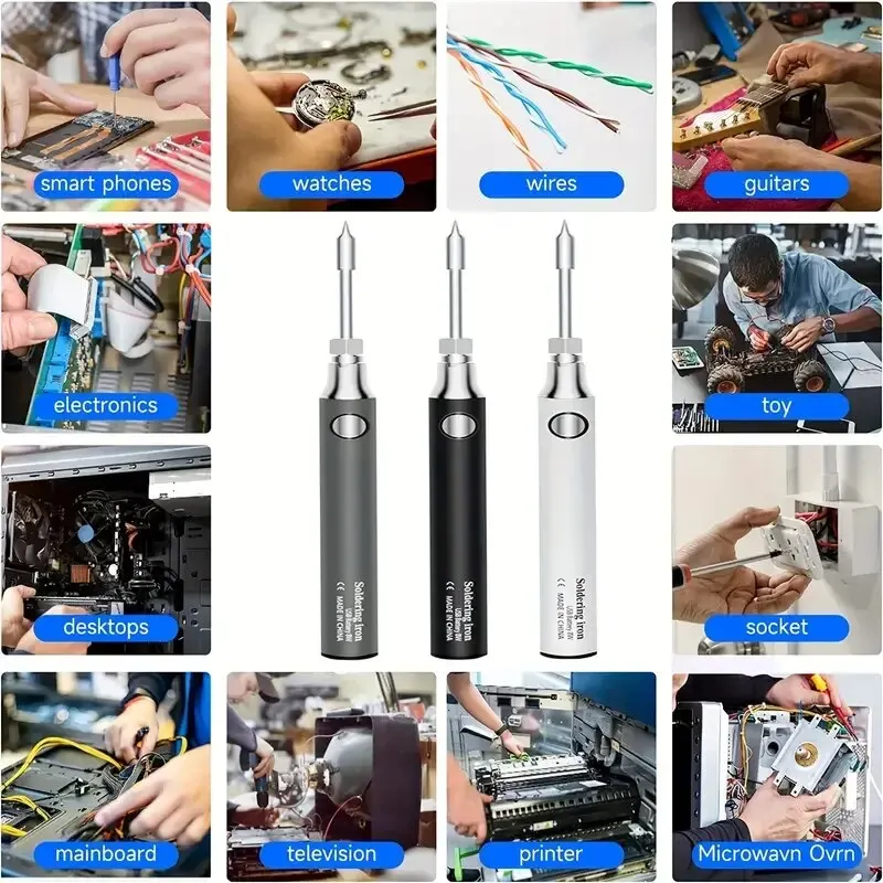 Usb 5v 8w ferramenta de ferro de solda caneta diy caneta de solda sem cabo, casa ao ar livre conveniente conjunto de ferramentas de reparo de soldagem