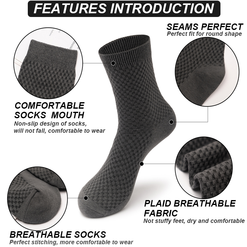 Calcetines largos de fibra de bambú para hombre, medias suaves y transpirables de negocios, color negro, de alta calidad, talla grande 39-48, para otoño, 10 pares por lote