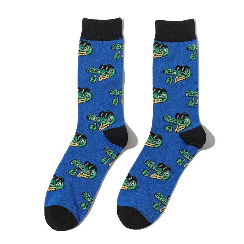 1 par de calcetines casuales de moda para hombres Harajuku Animal golondrina cocodrilo medias con estampado divertido suave simplicidad Hip Hop nuevo 2024