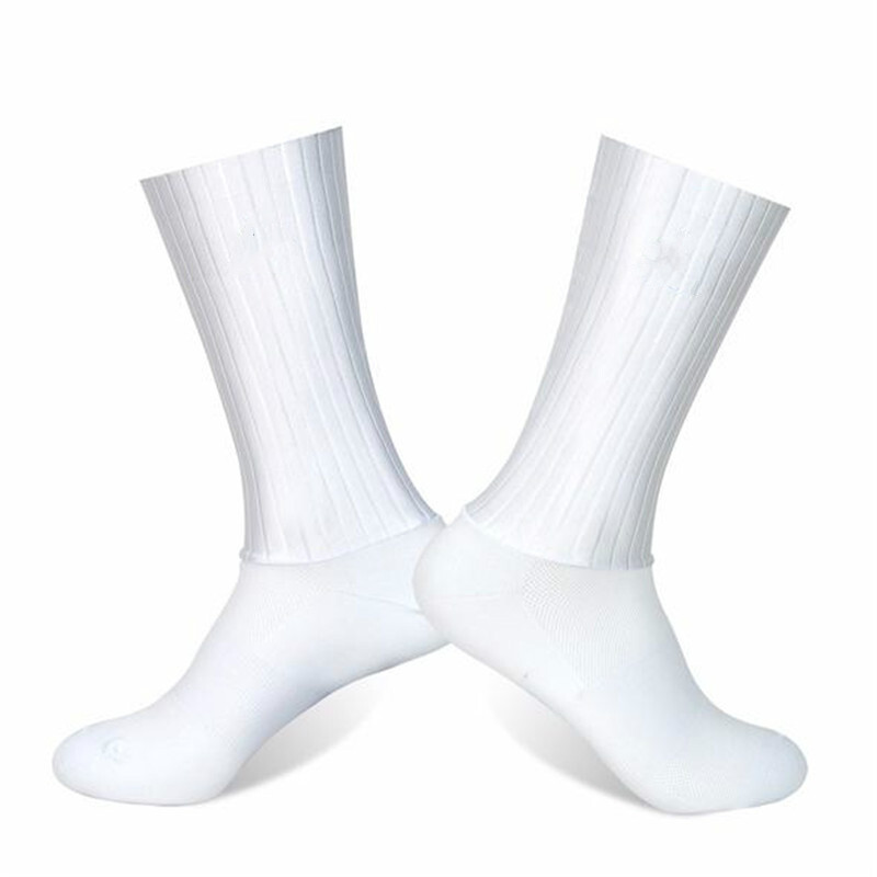 Calcetines Aero antideslizantes de silicona para verano, Calcetines blancos para Ciclismo, Calcetines deportivos para correr, Calcetines para Ciclismo