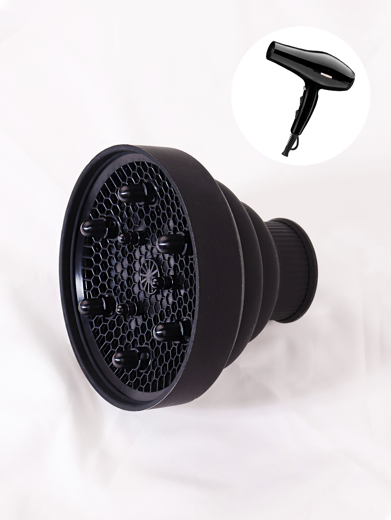 1 touca de secador de cabelo de silicone, adequada para secadores de cabelo com um diâmetro externo de 3,5 cm a 5 cm, usada para modelar e curvar cabelos