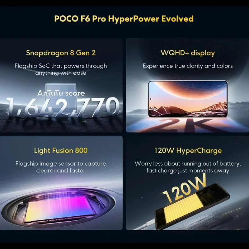 POCO F6 Pro 5G Global Version Smartphone Snapdragon ®   8 Gen 2 6,67'' 120 Hz Flow AMOLED DotDisplay 120 W Ladung NFC