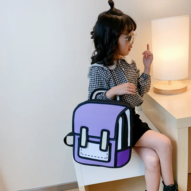 Mochila multifuncional bidimensional 3d, mochila escolar para niños de 3 a 6 grados, estudiantes de escuela primaria