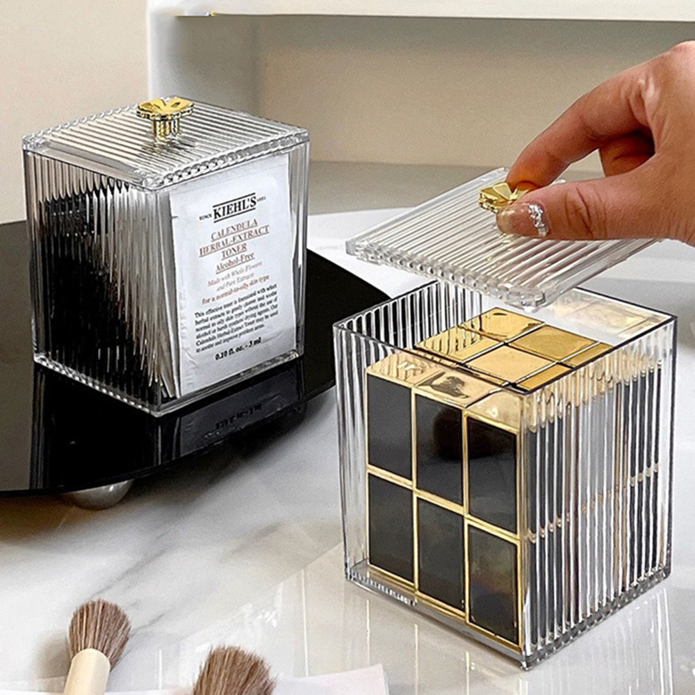 Caja de almacenamiento transparente para hisopo de algodón, contenedor de escritorio a prueba de polvo, eliminación de maquillaje, lápiz labial de algodón, cajas de cosméticos acrílicas, 1 Uds.