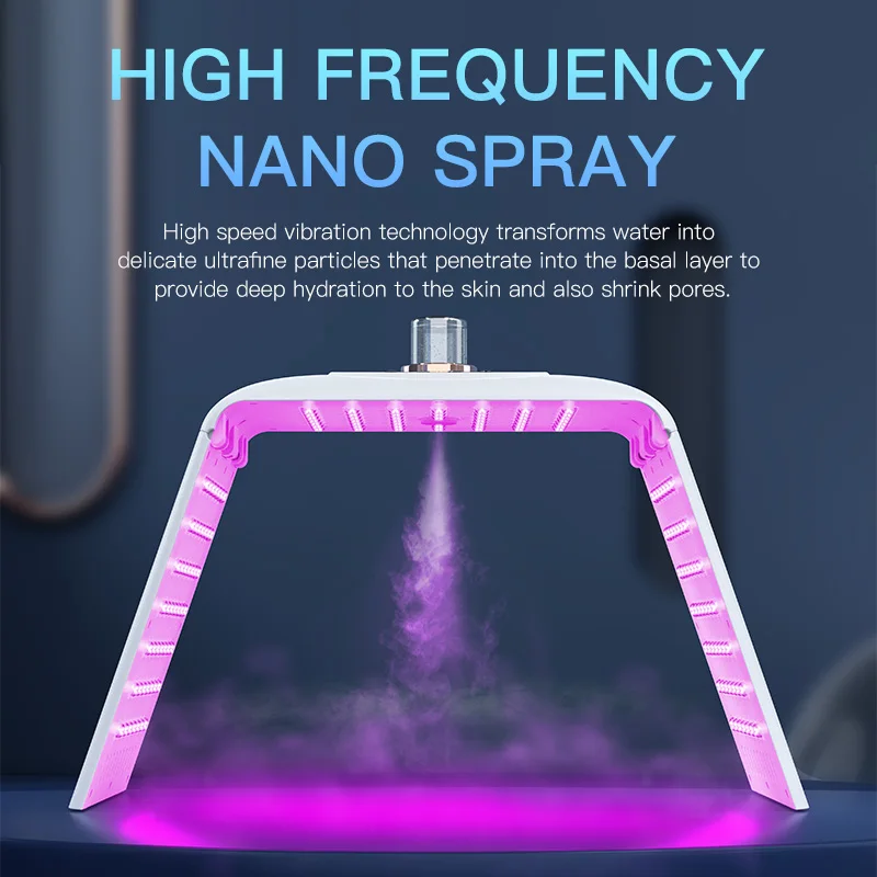 ใหม่พับหน้ากาก LED 7 สี PDT เย็น NANO อาหารเสริมสเปรย์ Spectrometer เครื่องมือความงาม Facial Mask Machine Salon Home Use