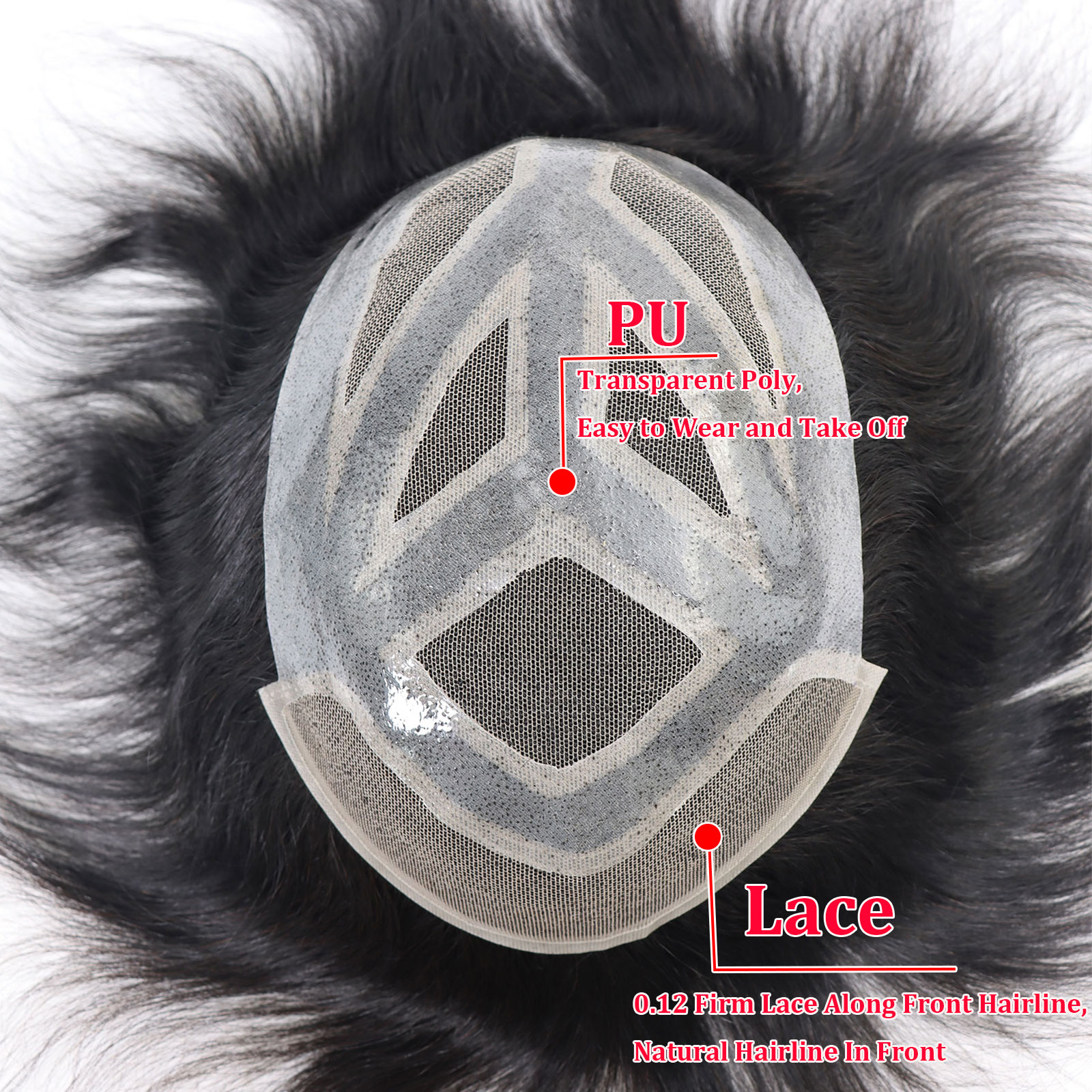 6*8/ 6*9/ 7*10/8*10 dentelle avec toupet en polyuréthane hommes respirant français dentelle avant hommes perruque cheveux humains toupet hommes systèmes de remplacement