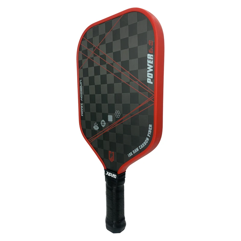 Superficie termoforméa de fibra de carbono cruda de 18K para girar y controlar bordes inyectados de espuma paleta de Pickleball de cuerpo ancho
