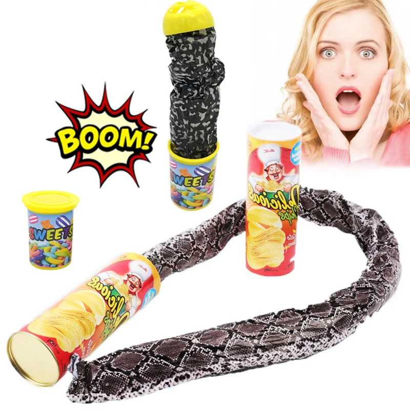 La patatine amusante peut sauter le serpent de printemps, jouet de farce, cadeau du poisson d'avril, décoration de fête d'halloween, blagues, astuces amusantes