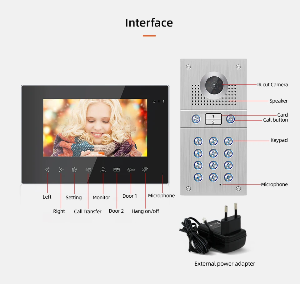 Jeatone-videoportero inteligente Tuya, WiFi, teclado de código de intercomunicación, tarjeta RFID, aplicación de desbloqueo, detección de movimiento para apartamento, 2 unidades