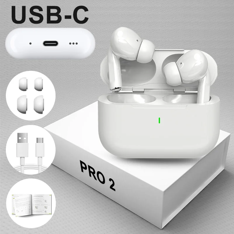 Беспроводные наушники Air Pro Bluetooth-гарнитура Pro 2, TWS-наушники, кабель типа USB-C, всплывающее окно для IOS Android с полной коробкой