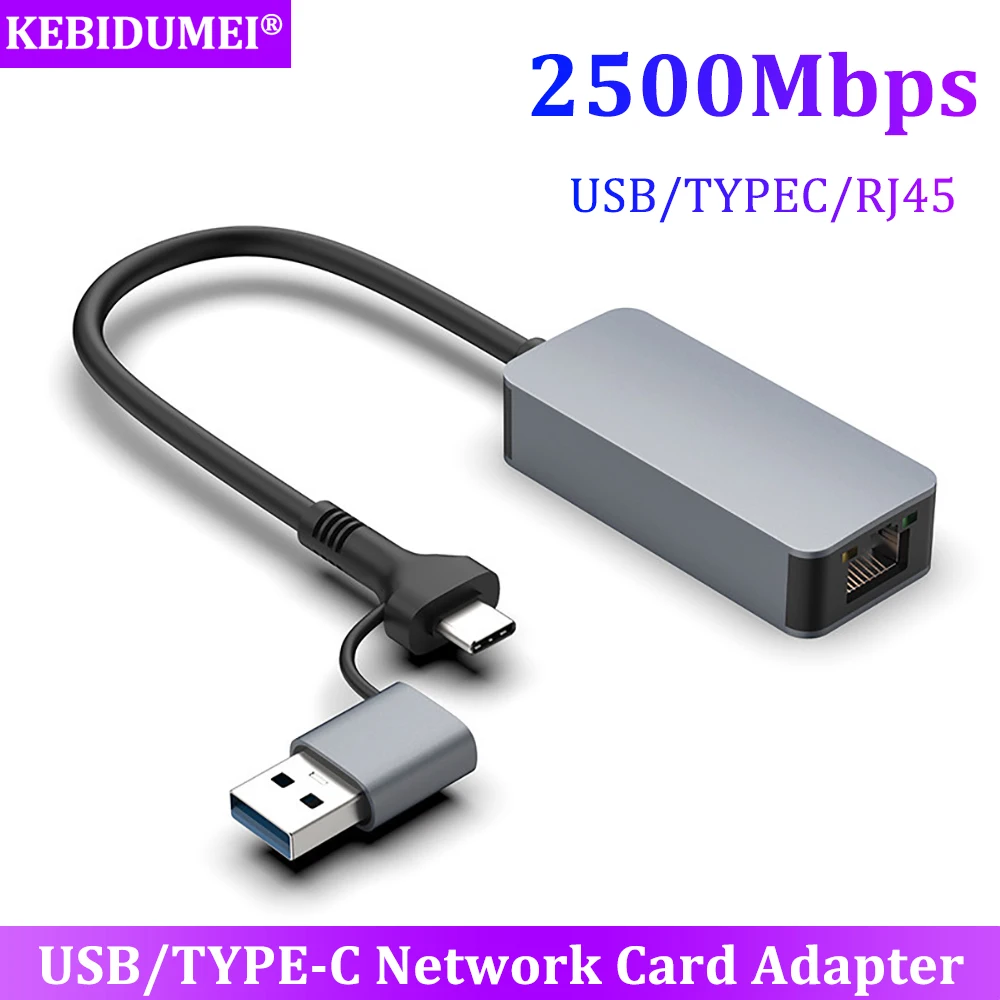 2500Mbps Netzwerk Karte Adapter USB/Typ-C zu RJ45 Adapter 2,5G USB 3,0 Wired Netzwerk Karte konverter HUB Für Laptop Win 7/8/10