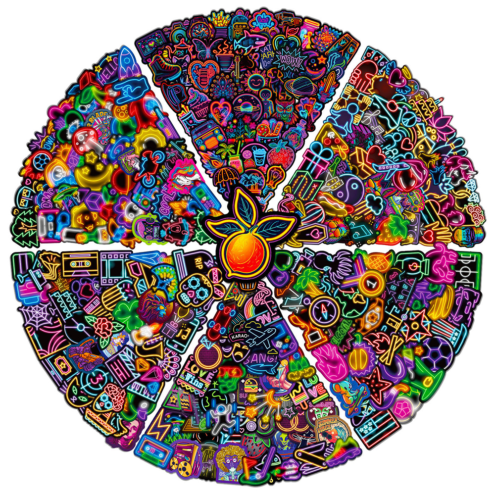 50 Uds. De pegatinas de dibujos animados de estilo neón, calcomanías estéticas, Graffiti geniales, teléfono, portátil, equipaje, paquetes de pegatinas de decoración impermeables