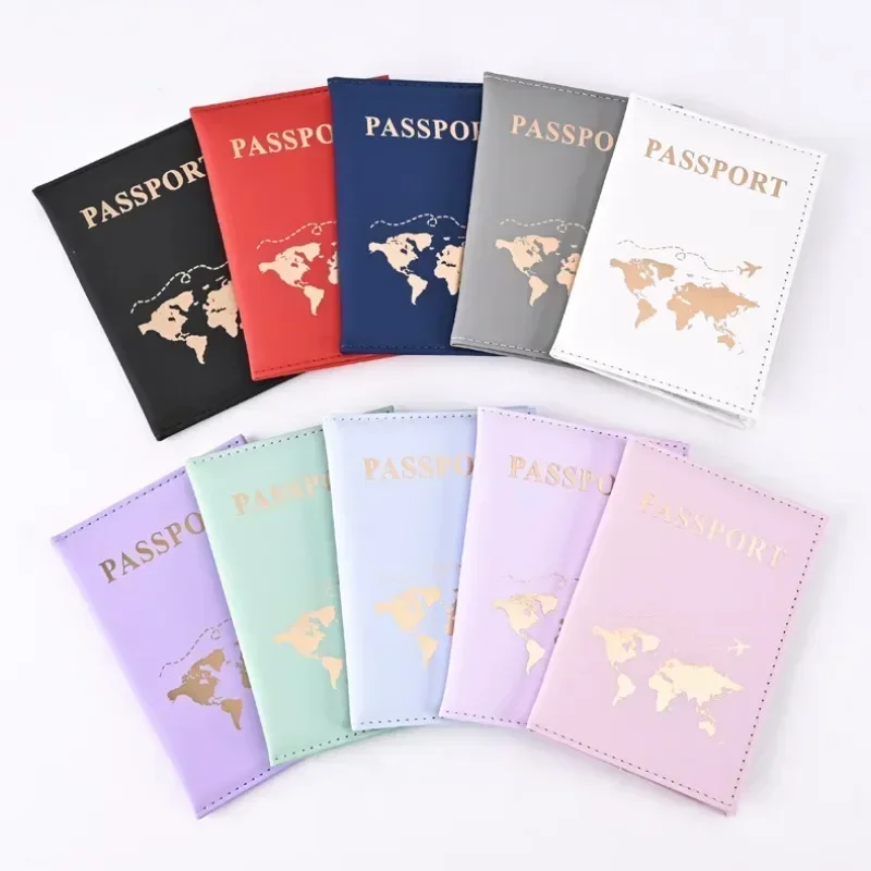 Porta pasaporte con tarjeta de identificación, cartera con Clip, bolsa de cuero PU, funda protectora para pasaporte para mujeres y hombres, funda porta pasaporte de viaje