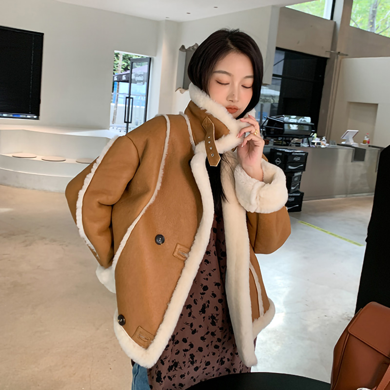 女性用シープスキンジャケット,厚手の暖かい衣服,毛皮の裏地,冬用コート,ファッションmh3899l,2022