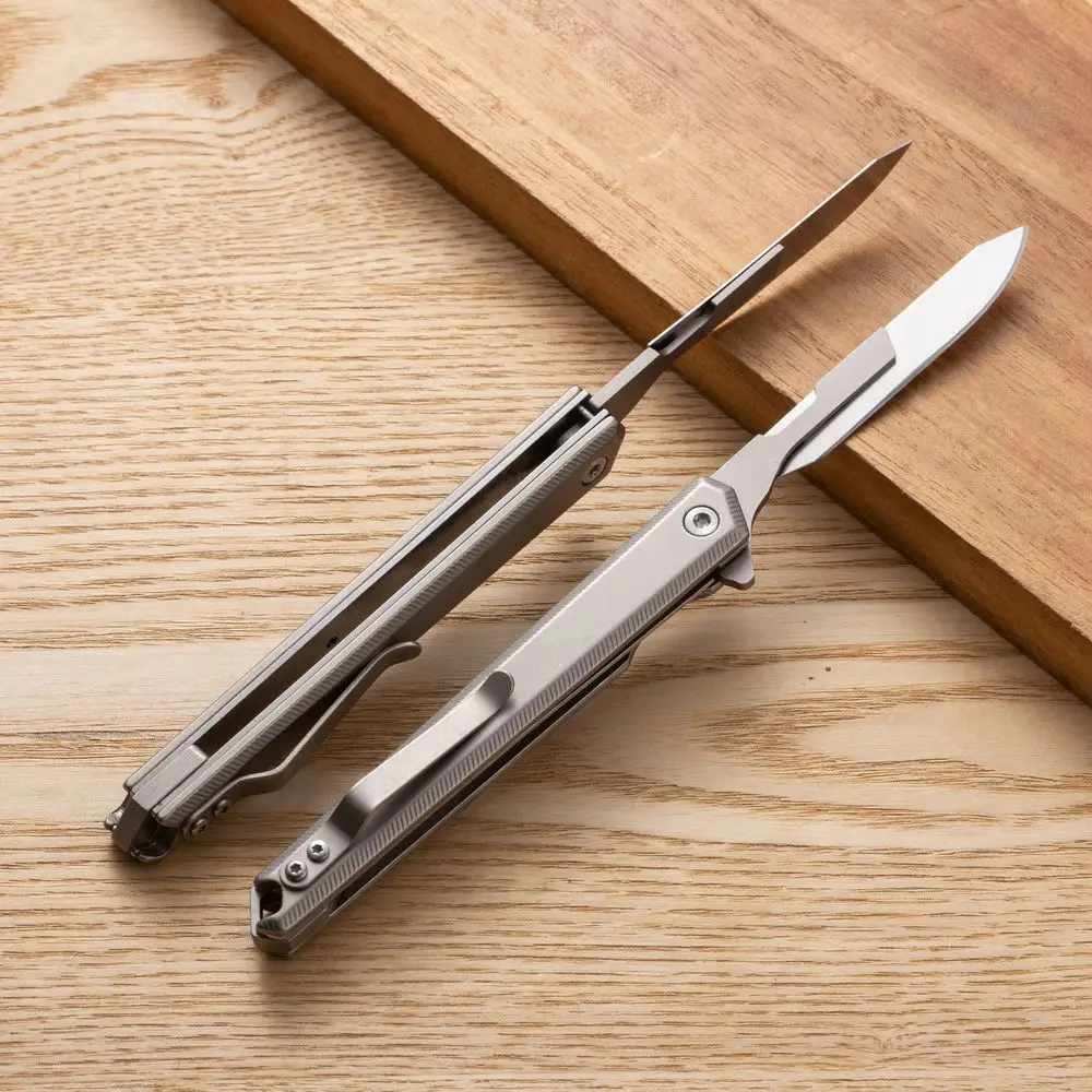Fast Open Mini Stainless Steel Scalpel Folding Knife EDC Outdoor Unpacking Pocket Key Knife #60 Blades Replaceable Blade