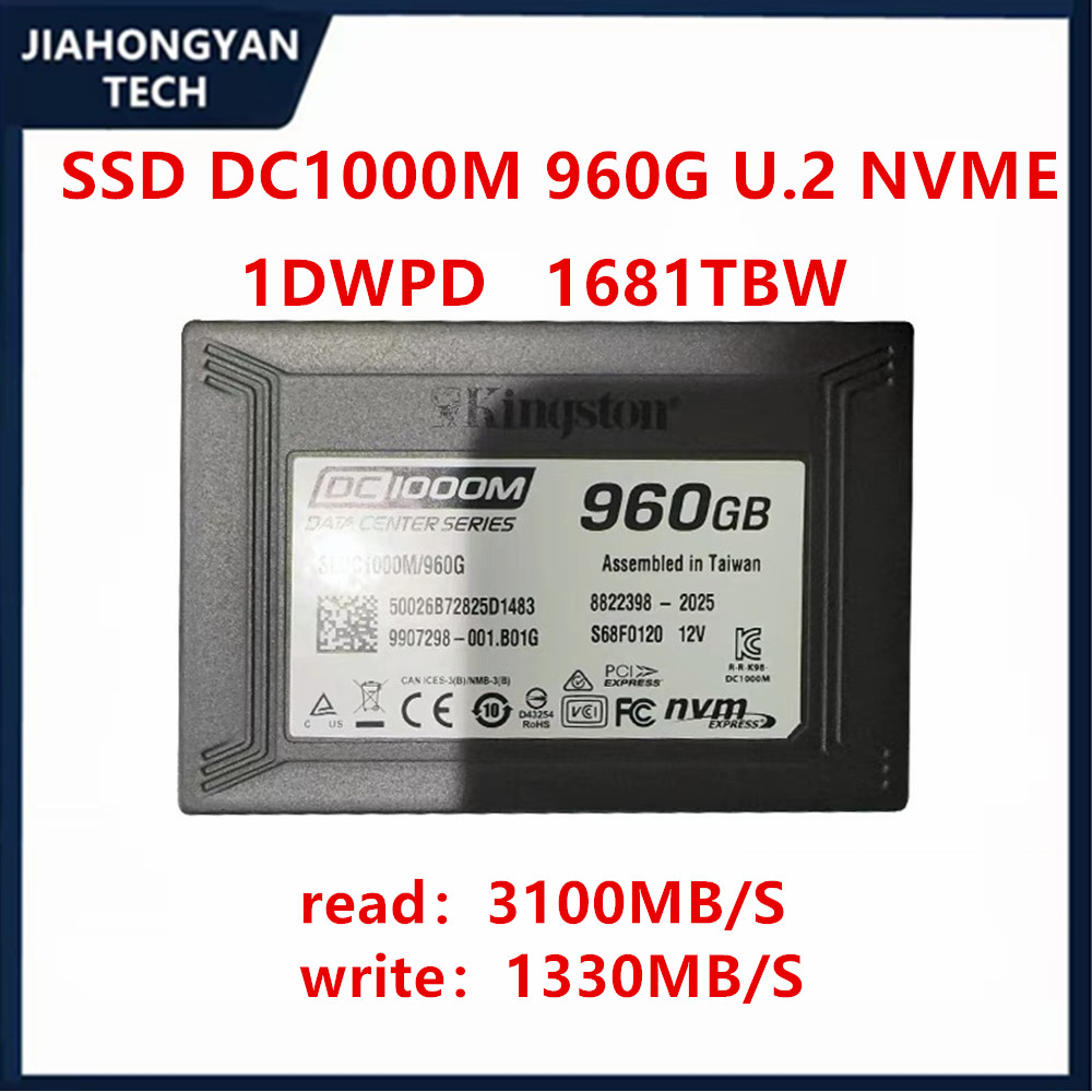 キングストン用ソリッドステートドライブ,sedc1000mシリーズ,dc1000m,960g,エンタープライズ,u.2インターフェイス,nvmeプロトコル,pcie3.0,新品,オリジナル