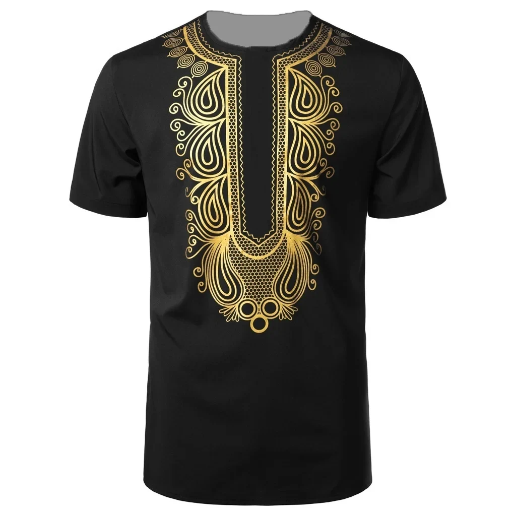 Nova camiseta masculina muçulmano tshirt estilo africano ouro carimbado camiseta 3d impresso verão feminino tshirt roupas criança camisa y2k