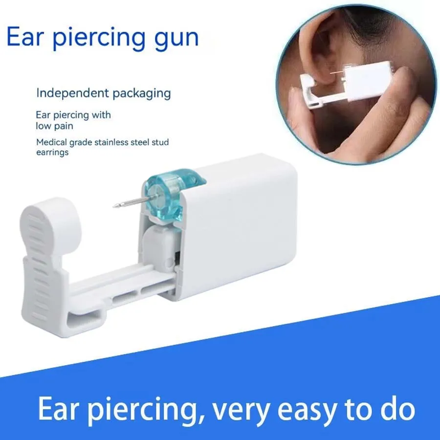 Kit per piercing all'orecchio da 6 pezzi, pistola per piercing all'orecchio usa e getta con orecchini a bottone integrati in acciaio inossidabile ﻿