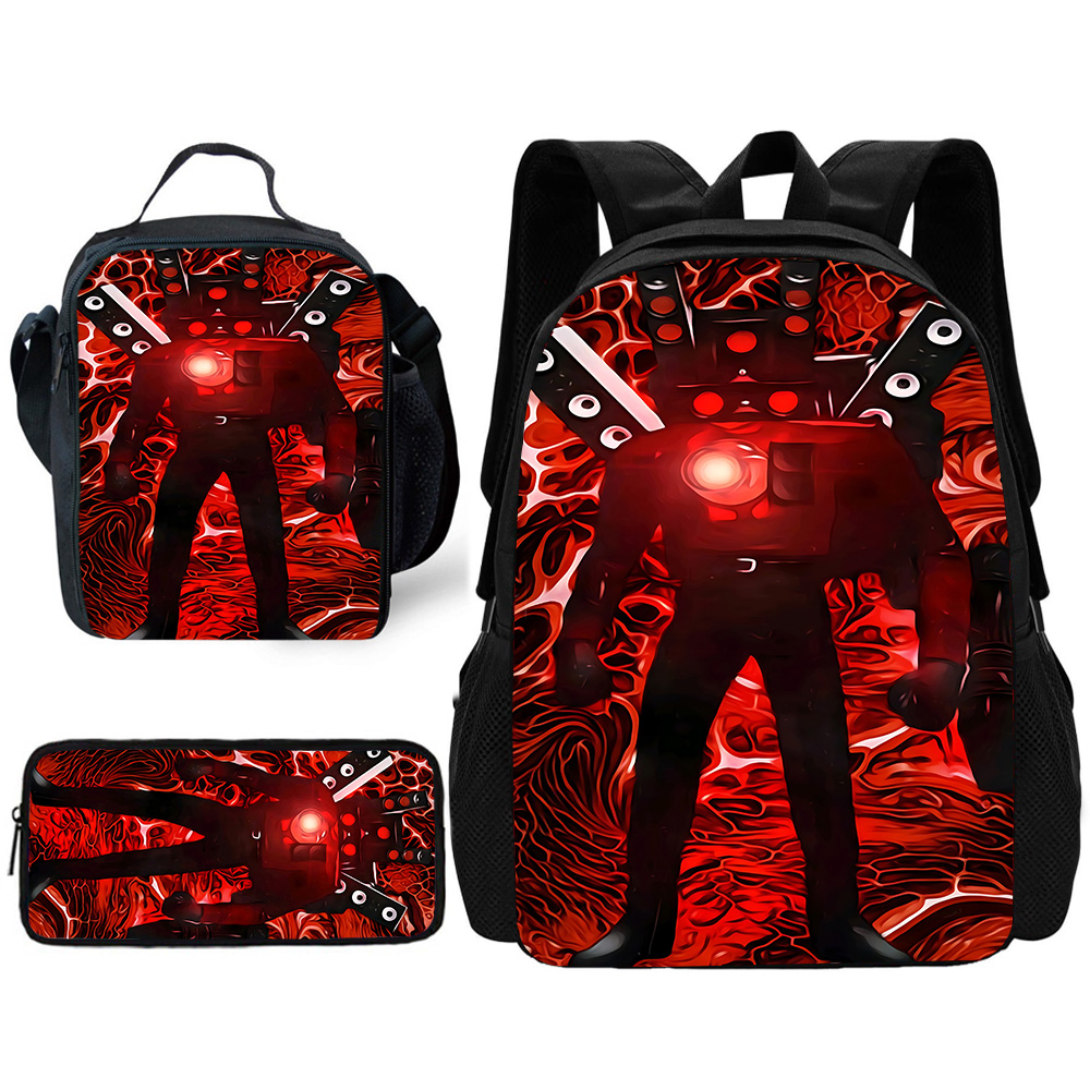 Mochila escolar Skibidi para niños con bolsas para el almuerzo, bolsas para lápices, mochilas escolares para niños y niñas, el mejor regalo