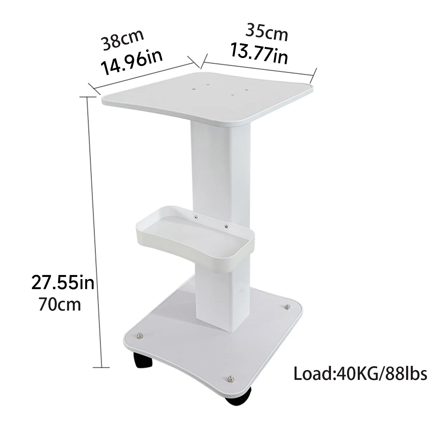 Carrello per salone a 3 livelli Carrello per strumenti di bellezza Carrello ausiliario per bellezza Carrello organizer con ruota Carrello spa Attrezzatura carico 40 kg