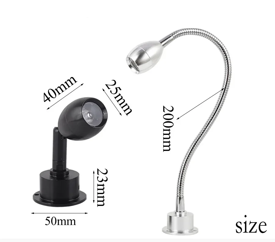3W DC12V 110V 265V Flexible Gooseneck LED Wall Reading Light Mounted Bedside Lamp With Switch For Bedroom Workbench Hotel