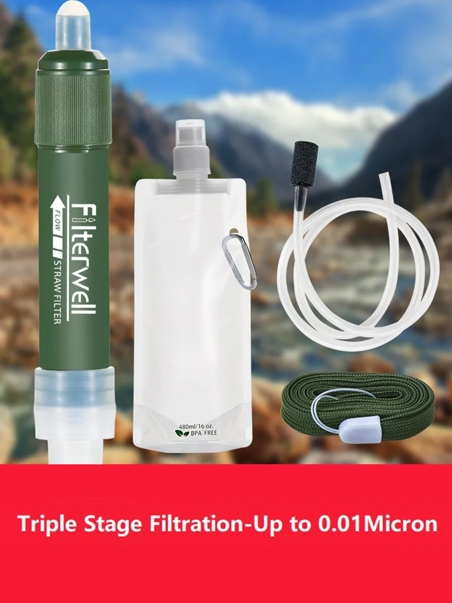 Outdoor Mini Waterfilter Stro Waterzuivering voor overleving of noodbenodigdheden Draagbare Micron Waterzuiveraar voor Storm