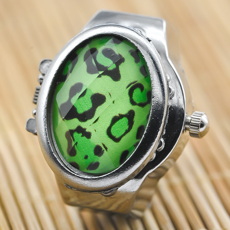 Nova gema flor clamshell mostrador branco pode ver o tempo relógio de dedo casual moda anel relógio