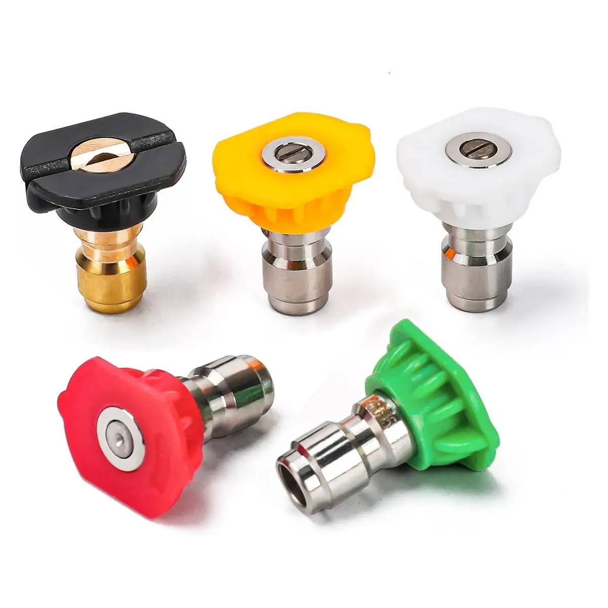 5 Pcs High Pressure Washer Sprayer Nozzle Tip Nozzle With 1/4" Quick Connect 0 15 25 40 Degree Water Jet