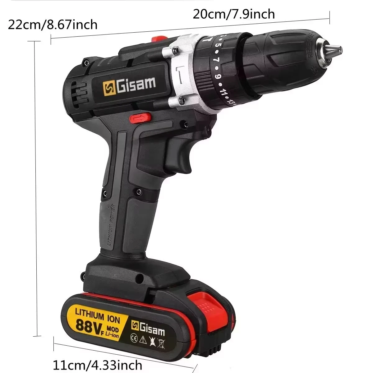 25+3 Torque Electric Drill Cordless Electric Screwdriver Rechargeable Portable Lithium-Ion Power Tool Battery 2Speed DIY Driver