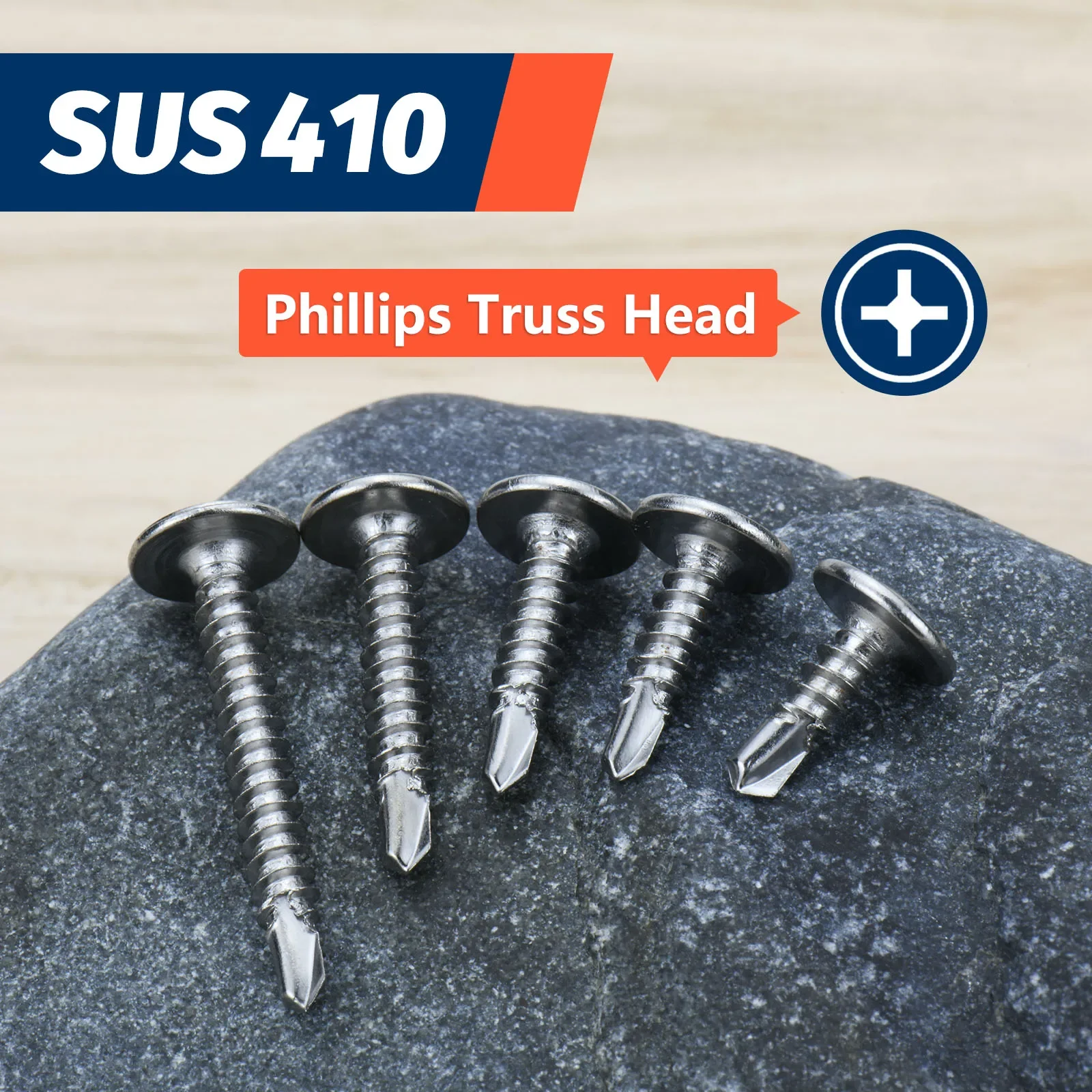 # 8 M4.2 selbstschneidende Schrauben – hochfester Trusskopf aus Edelstahl 410, für Blech