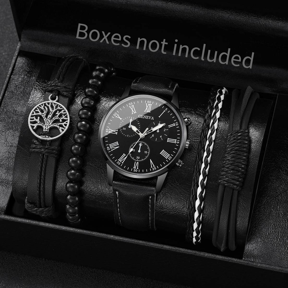 4/5 pçs moda masculina relógios homem negócios quartzo relógio de pulso vintage pulseiras de couro conjunto reloj hombre (sem caixa)