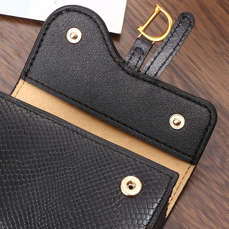 Cartera corta para mujer, monedero pequeño de cuero de marca de lujo a la moda, tarjetero para mujer, bolso de mano para mujer, billetera con Clip para dinero