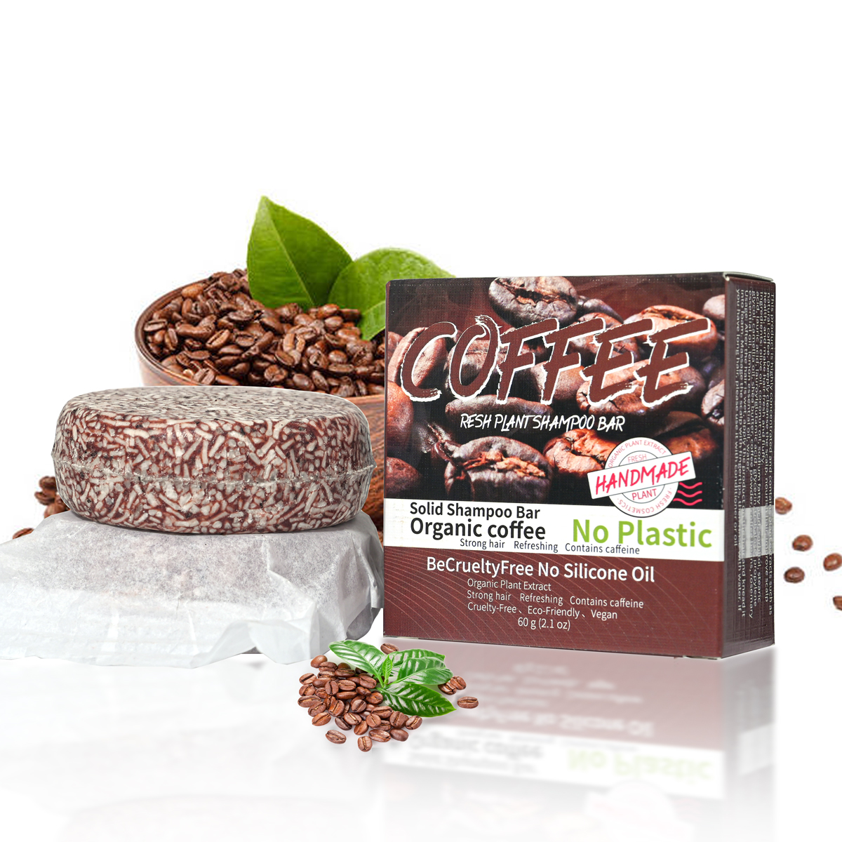 Shampoo mit Kaffeegeschmack, nährende ätherische Ölseife für das Haar, handgemachte Seife, Ölkontrolle für Männer und Schuppen entfernendes festes Shampoo